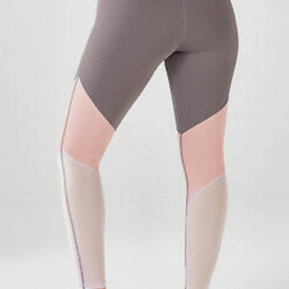 Fabletics Salar Mesh PowerHold gray pink white leggings - Picture 2 of 5